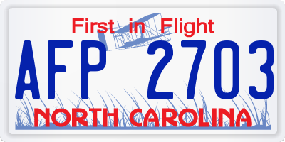 NC license plate AFP2703