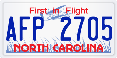 NC license plate AFP2705