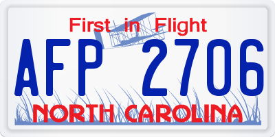 NC license plate AFP2706