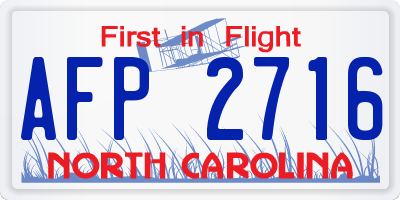NC license plate AFP2716