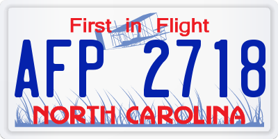 NC license plate AFP2718