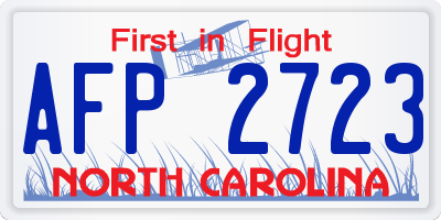 NC license plate AFP2723