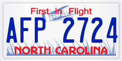 NC license plate AFP2724