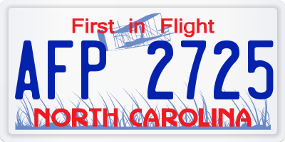 NC license plate AFP2725
