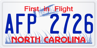 NC license plate AFP2726