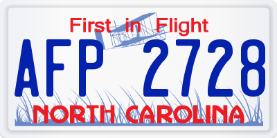 NC license plate AFP2728
