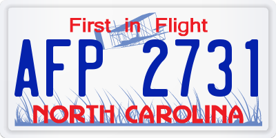NC license plate AFP2731