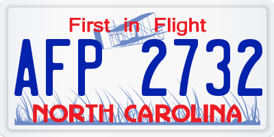 NC license plate AFP2732