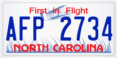 NC license plate AFP2734