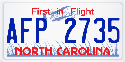 NC license plate AFP2735