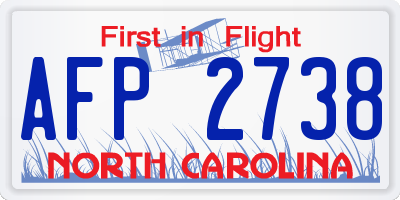 NC license plate AFP2738