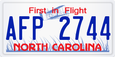 NC license plate AFP2744