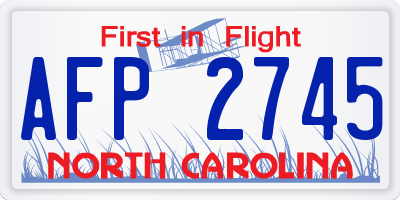 NC license plate AFP2745