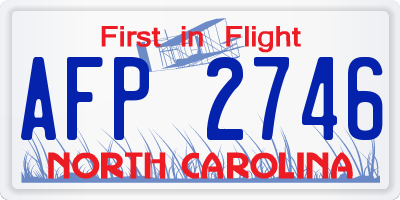 NC license plate AFP2746