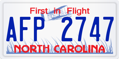 NC license plate AFP2747
