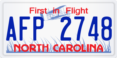 NC license plate AFP2748