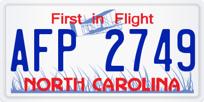 NC license plate AFP2749