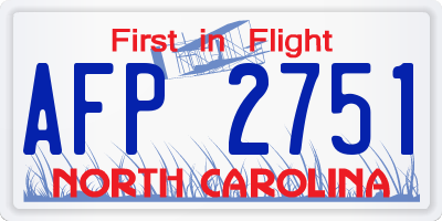 NC license plate AFP2751