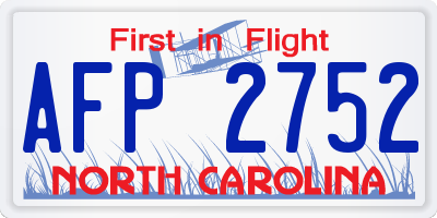 NC license plate AFP2752