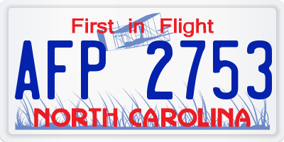 NC license plate AFP2753