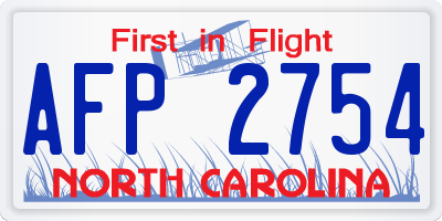 NC license plate AFP2754