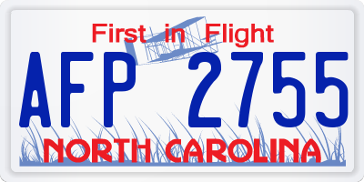 NC license plate AFP2755