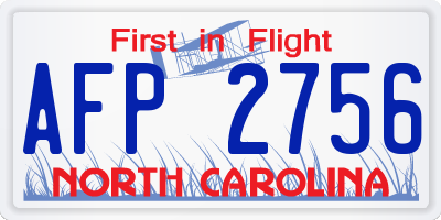 NC license plate AFP2756