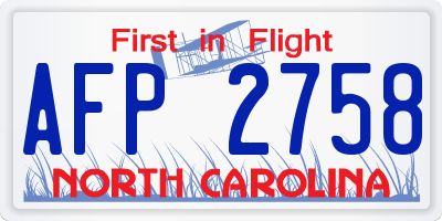 NC license plate AFP2758