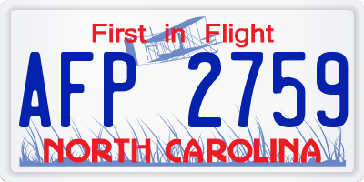 NC license plate AFP2759