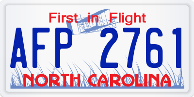 NC license plate AFP2761