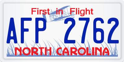 NC license plate AFP2762