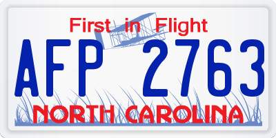 NC license plate AFP2763