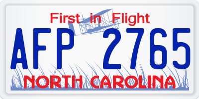 NC license plate AFP2765