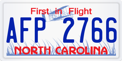 NC license plate AFP2766
