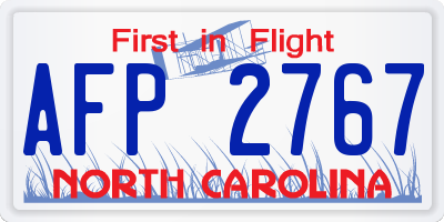 NC license plate AFP2767