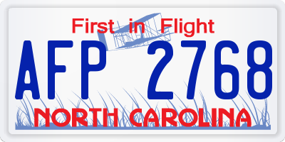 NC license plate AFP2768