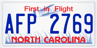 NC license plate AFP2769