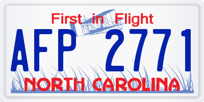 NC license plate AFP2771