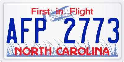 NC license plate AFP2773