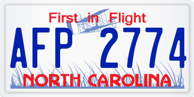 NC license plate AFP2774