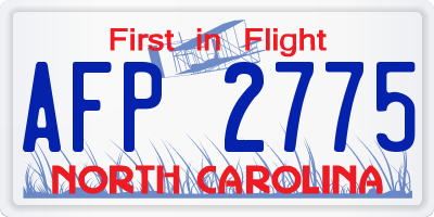 NC license plate AFP2775