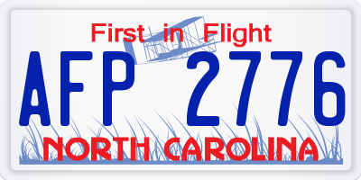 NC license plate AFP2776