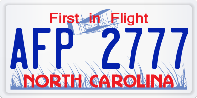 NC license plate AFP2777