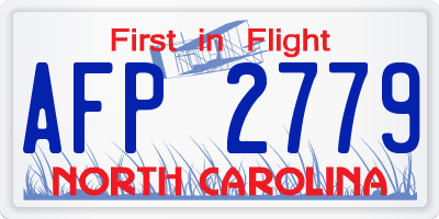 NC license plate AFP2779