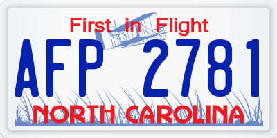 NC license plate AFP2781