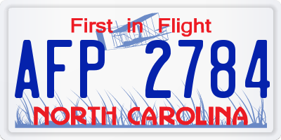 NC license plate AFP2784