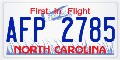 NC license plate AFP2785