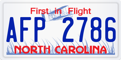 NC license plate AFP2786