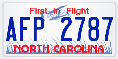 NC license plate AFP2787