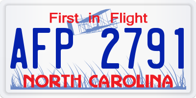 NC license plate AFP2791